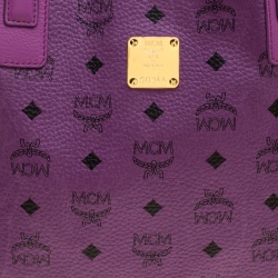 Pre Owned MCM Purple Visetos Leather Project Reversible Shopper Tote