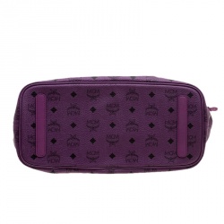 Pre Owned MCM Purple Visetos Leather Project Reversible Shopper Tote