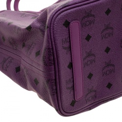 Pre Owned MCM Purple Visetos Leather Project Reversible Shopper Tote