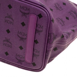 Pre Owned MCM Purple Visetos Leather Project Reversible Shopper Tote