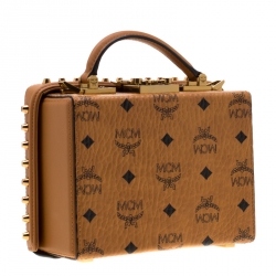 MCM Brown Cognac Leather Berlin Shoulder Bag