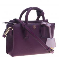Pre Owned MCM Purple Leather X Mini Milla Crossbody Bag