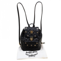 Pre Owned MCM Black Quilted Leather Stark Backpack