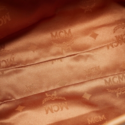 Pre Owned MCM Cognac Visetos Coated Canvas and Leather Drawstring Bag