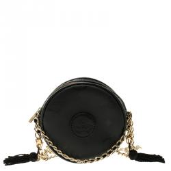 MCM Black PVC Visetos Round Chain Shoulder Bag