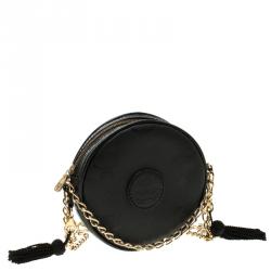 MCM Black PVC Visetos Round Chain Shoulder Bag