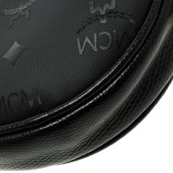 MCM Black PVC Visetos Round Chain Shoulder Bag