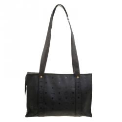 Pre Owned MCM Black PVC Visetos Shoulder Bag