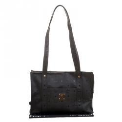 Pre Owned MCM Black PVC Visetos Shoulder Bag