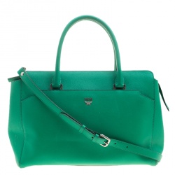 MCM Green Leather Convertible Tote