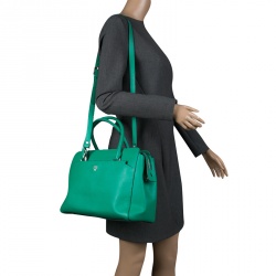 MCM Green Leather Convertible Tote