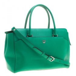 MCM Green Leather Convertible Tote