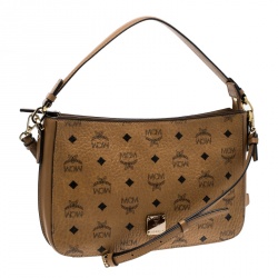 MCM Cognac Visetos Coated Canvas Crossbody Bag