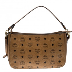 MCM Cognac Visetos Coated Canvas Crossbody Bag