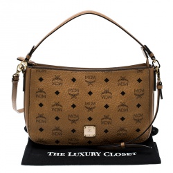 MCM Cognac Visetos Coated Canvas Crossbody Bag