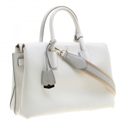 MCM White Leather Medium Milla Satchel