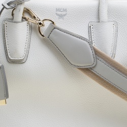 MCM White Leather Medium Milla Satchel
