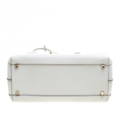 MCM White Leather Medium Milla Satchel