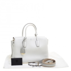 MCM White Leather Medium Milla Satchel