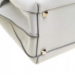 MCM White Leather Medium Milla Satchel
