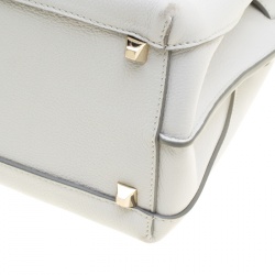 MCM White Leather Medium Milla Satchel