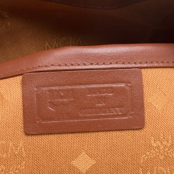 MCM Cognac Visetos Coated Canvas Heritage Boston Bag