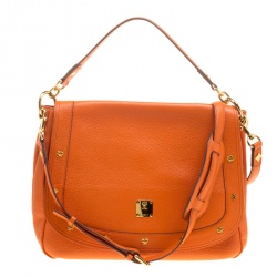 Pre Owned MCM Orange Leather Shoulder Bag