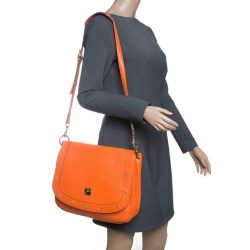 Pre Owned MCM Orange Leather Shoulder Bag