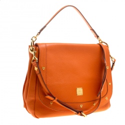 Pre Owned MCM Orange Leather Shoulder Bag