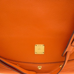 Pre Owned MCM Orange Leather Shoulder Bag