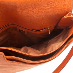 Pre Owned MCM Orange Leather Shoulder Bag