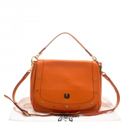 Pre Owned MCM Orange Leather Shoulder Bag