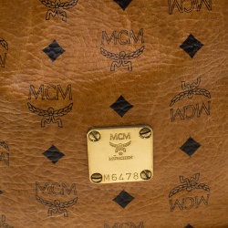 MCM Cognac Visetos Coated Canvas Bucket Bag