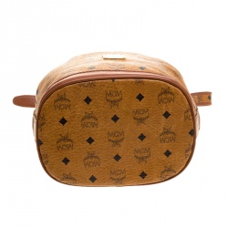 MCM Cognac Visetos Coated Canvas Bucket Bag