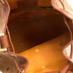 MCM Cognac Visetos Coated Canvas Bucket Bag