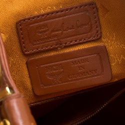 MCM Cognac Visetos Coated Canvas Bucket Bag