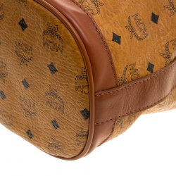 MCM Cognac Visetos Coated Canvas Bucket Bag