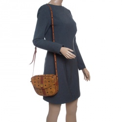 MCM Cognac Visetos Coated Canvas Crossbody Bag