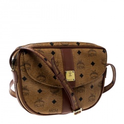 MCM Cognac Visetos Coated Canvas Crossbody Bag