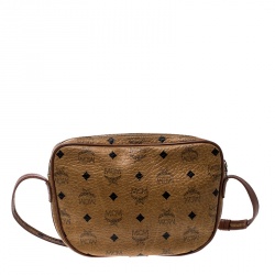 MCM Cognac Visetos Coated Canvas Crossbody Bag