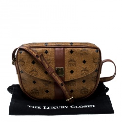 MCM Cognac Visetos Coated Canvas Crossbody Bag