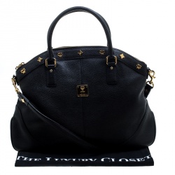 MCM Black Leather Satchel