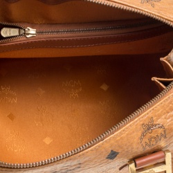 MCM Cognac Visetos Coated Canvas Small Heritage Boston Bag
