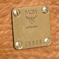 MCM Cognac Visetos Coated Canvas Small Heritage Boston Bag