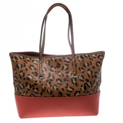 MCM Multicolor Animal Print Leather Shopper Tote