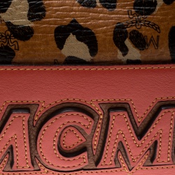 MCM Multicolor Animal Print Leather Shopper Tote