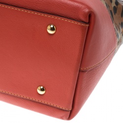 MCM Multicolor Animal Print Leather Shopper Tote