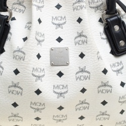 MCM White Visetos Leather Dome Satchel