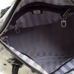 MCM White Visetos Leather Dome Satchel