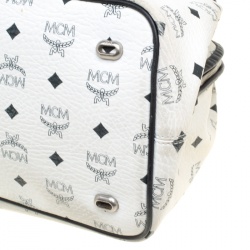 MCM White Visetos Leather Dome Satchel